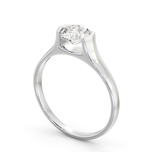 Round Diamond Engagement Ring Platinum Solitaire - Otilia ENRD126_WG_SIDE