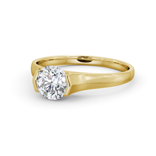 Round Diamond Engagement Ring 9K Yellow Gold Solitaire - Otilia ENRD126_YG_FLAT