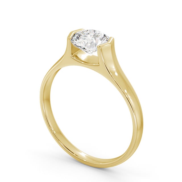 Round Diamond Engagement Ring 9K Yellow Gold Solitaire - Otilia