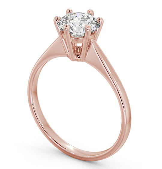 Round Diamond Petite Band Engagement Ring 18K Rose Gold Solitaire ENRD127_RG_THUMB1