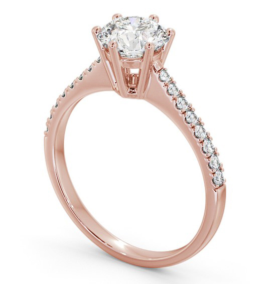 Round Diamond 6 Prong Engagement Ring 9K Rose Gold Solitaire with Channel Set Side Stones ENRD127S_RG_THUMB1