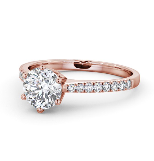  Round Diamond Engagement Ring 9K Rose Gold Solitaire With Side Stones - Breden ENRD127S_RG_THUMB2 