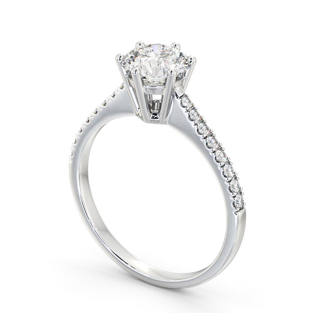 Round Diamond Engagement Ring Palladium Solitaire With Side Stones - Breden ENRD127S_WG_SIDE