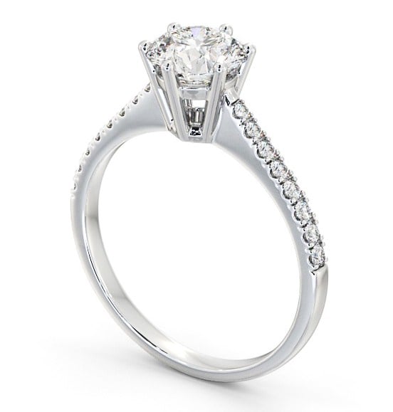  Round Diamond Engagement Ring 9K White Gold Solitaire With Side Stones - Breden ENRD127S_WG_THUMB1 