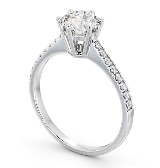 Round Diamond 6 Prong Engagement Ring Platinum Solitaire with Channel Set Side Stones ENRD127S_WG_THUMB1