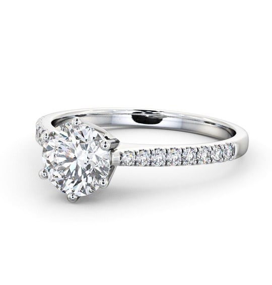  Round Diamond Engagement Ring Platinum Solitaire With Side Stones - Breden ENRD127S_WG_THUMB2 