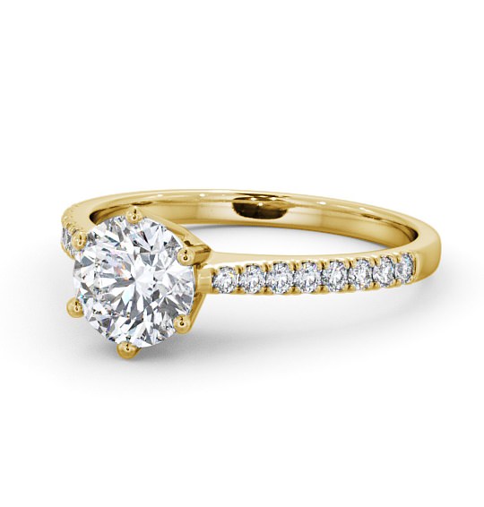  Round Diamond Engagement Ring 18K Yellow Gold Solitaire With Side Stones - Breden ENRD127S_YG_THUMB2 