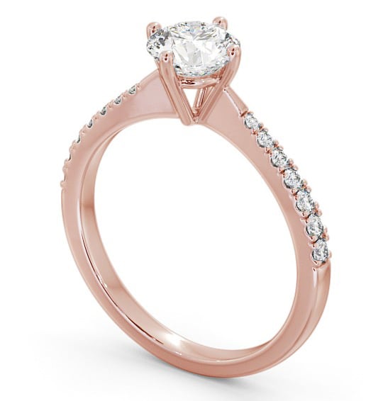 Round Diamond Rotated Head Engagement Ring 9K Rose Gold Solitaire with Channel Set Side Stones ENRD128S_RG_THUMB1