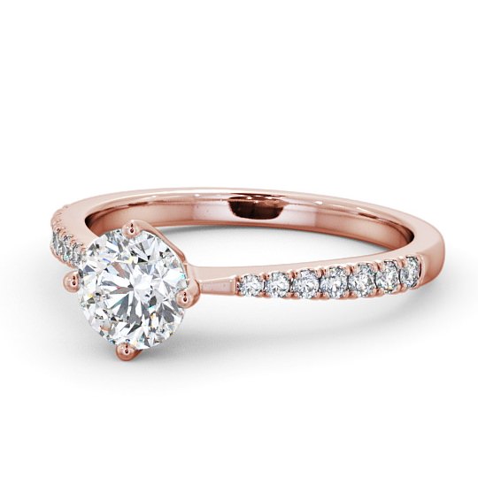  Round Diamond Engagement Ring 9K Rose Gold Solitaire With Side Stones - Chiana ENRD128S_RG_THUMB2 