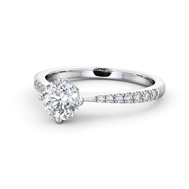 Round Diamond Engagement Ring Palladium Solitaire With Side Stones - Chiana ENRD128S_WG_FLAT