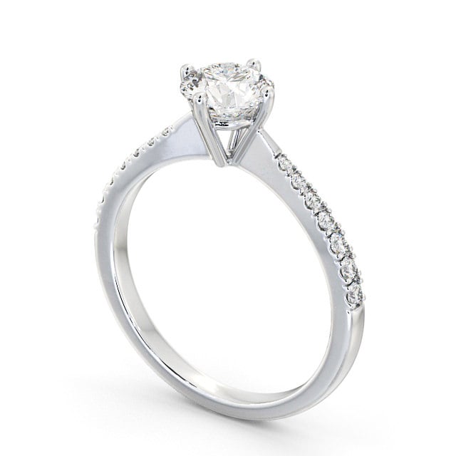 Round Diamond Engagement Ring Palladium Solitaire With Side Stones - Chiana ENRD128S_WG_SIDE