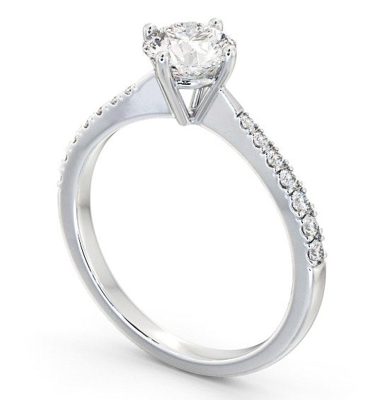 Round Diamond Rotated Head Engagement Ring 18K White Gold Solitaire with Channel Set Side Stones ENRD128S_WG_THUMB1