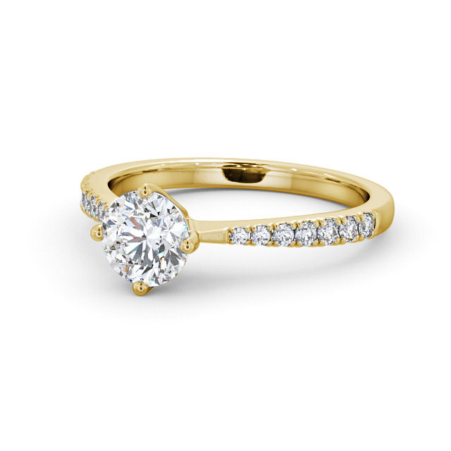 Round Diamond Engagement Ring 18K Yellow Gold Solitaire With Side Stones - Chiana ENRD128S_YG_FLAT