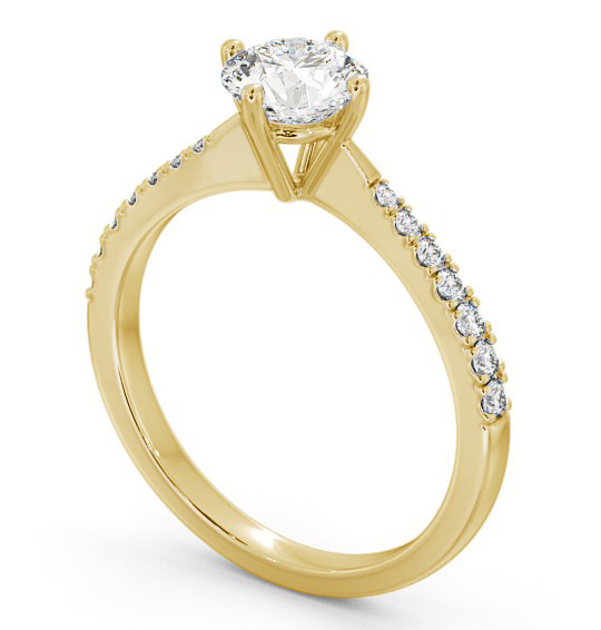 Round Diamond Rotated Head Engagement Ring 18K Yellow Gold Solitaire with Channel Set Side Stones ENRD128S_YG_THUMB1