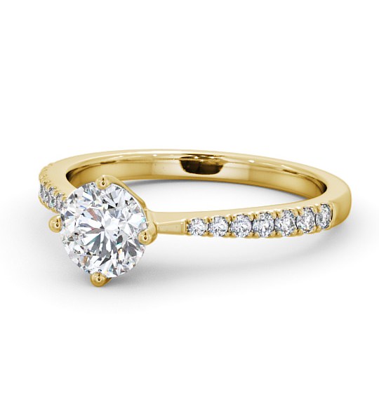  Round Diamond Engagement Ring 18K Yellow Gold Solitaire With Side Stones - Chiana ENRD128S_YG_THUMB2 