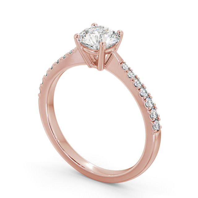 Round Diamond Engagement Ring 18K Rose Gold Solitaire With Side Stones - Noelle ENRD129S_RG_SIDE