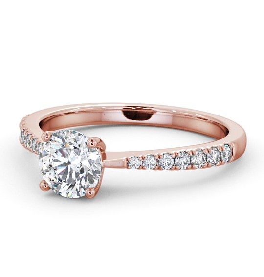  Round Diamond Engagement Ring 9K Rose Gold Solitaire With Side Stones - Noelle ENRD129S_RG_THUMB2 