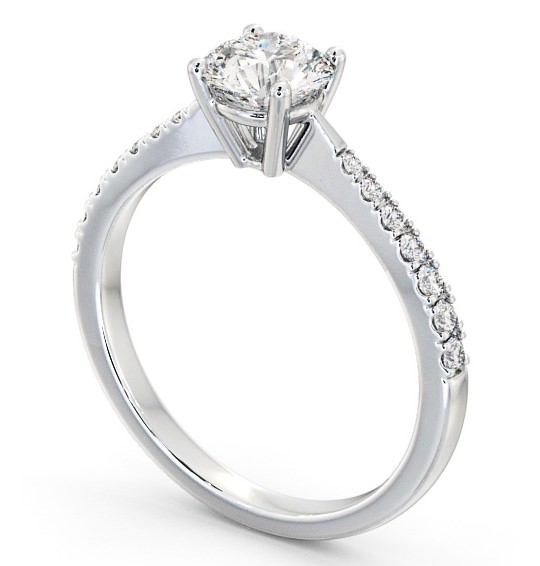  Round Diamond Engagement Ring 9K White Gold Solitaire With Side Stones - Noelle ENRD129S_WG_THUMB1 