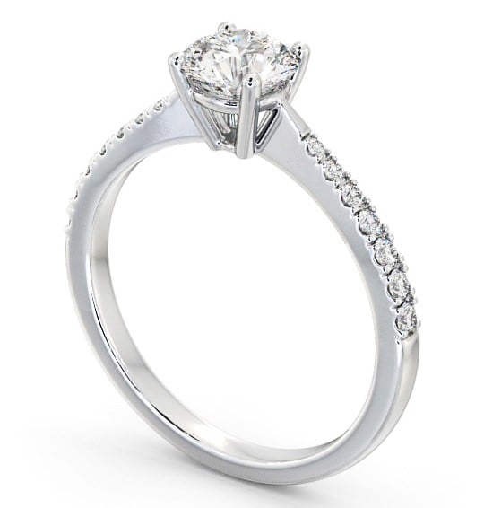 Round Diamond Tapered Band Engagement Ring 9K White Gold Solitaire with Channel Set Side Stones ENRD129S_WG_THUMB1 