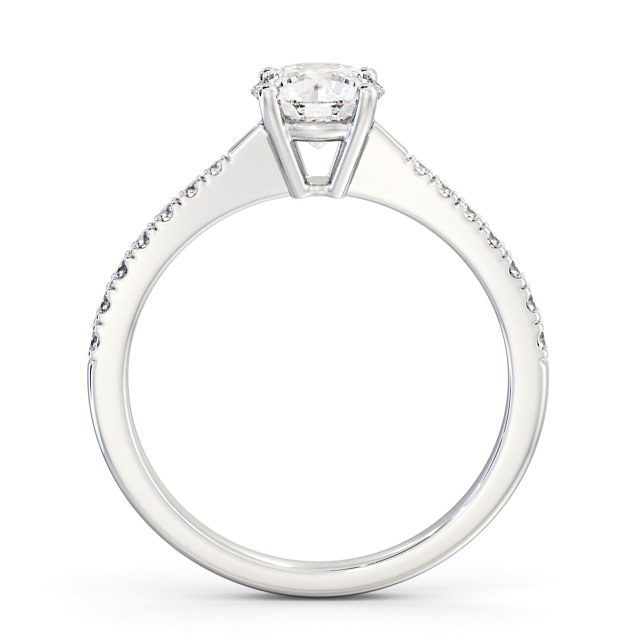 Round Diamond Engagement Ring 18K White Gold Solitaire With Side Stones - Noelle ENRD129S_WG_UP
