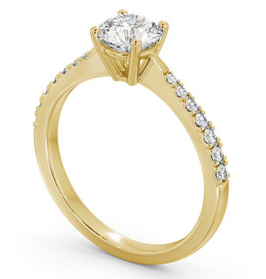 Round Diamond Tapered Band Engagement Ring 18K Yellow Gold Solitaire with Channel Set Side Stones ENRD129S_YG_THUMB1