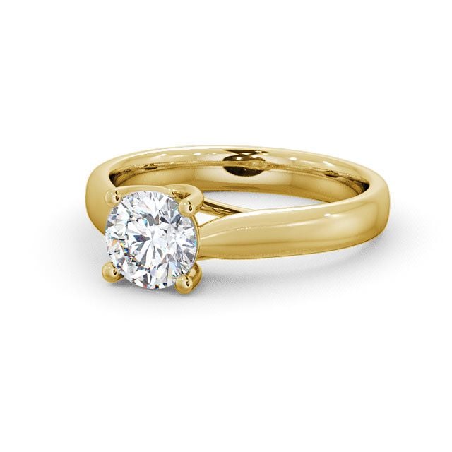 Round Diamond Engagement Ring 18K Yellow Gold Solitaire - Dulwich ENRD12_YG_FLAT