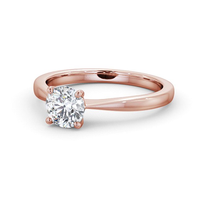 Round Diamond Engagement Ring 18K Rose Gold Solitaire - Corby ENRD130_RG_FLAT