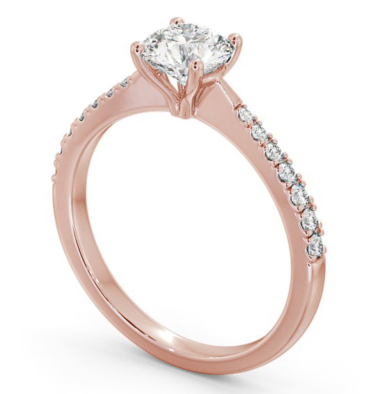  Round Diamond Engagement Ring 18K Rose Gold Solitaire With Side Stones - Pilleth ENRD130S_RG_THUMB1 