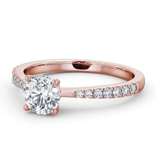 Round Diamond Engagement Ring 9K Rose Gold Solitaire With Side Stones - Pilleth ENRD130S_RG_THUMB2 