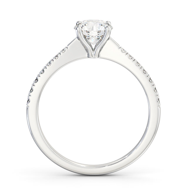 Round Diamond Engagement Ring Platinum Solitaire With Side Stones - Pilleth ENRD130S_WG_UP