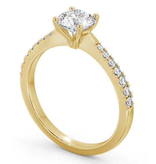  Round Diamond Engagement Ring 18K Yellow Gold Solitaire With Side Stones - Pilleth ENRD130S_YG_THUMB1 