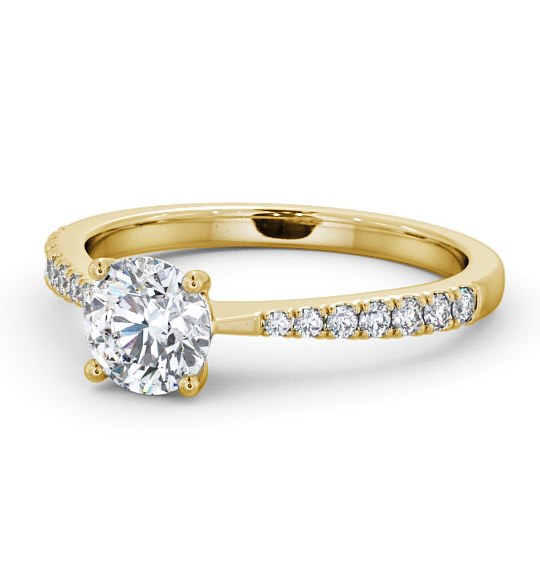  Round Diamond Engagement Ring 18K Yellow Gold Solitaire With Side Stones - Pilleth ENRD130S_YG_THUMB2 