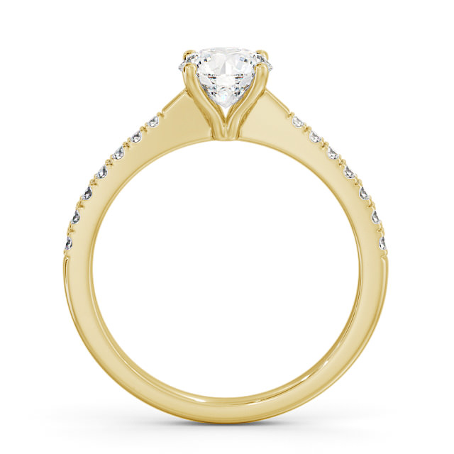 Round Diamond Engagement Ring 18K Yellow Gold Solitaire With Side Stones - Pilleth ENRD130S_YG_UP
