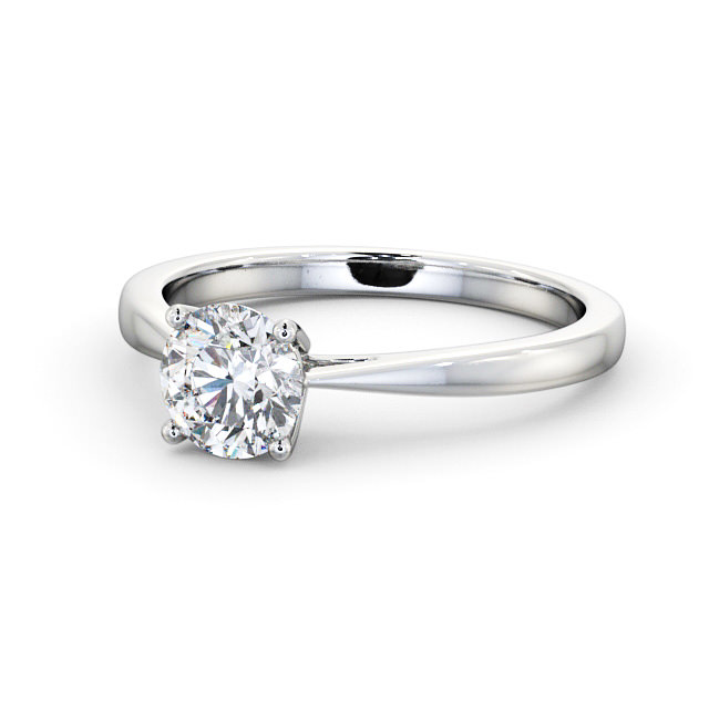 Round Diamond Engagement Ring 9K White Gold Solitaire - Glenoe ENRD131_WG_FLAT