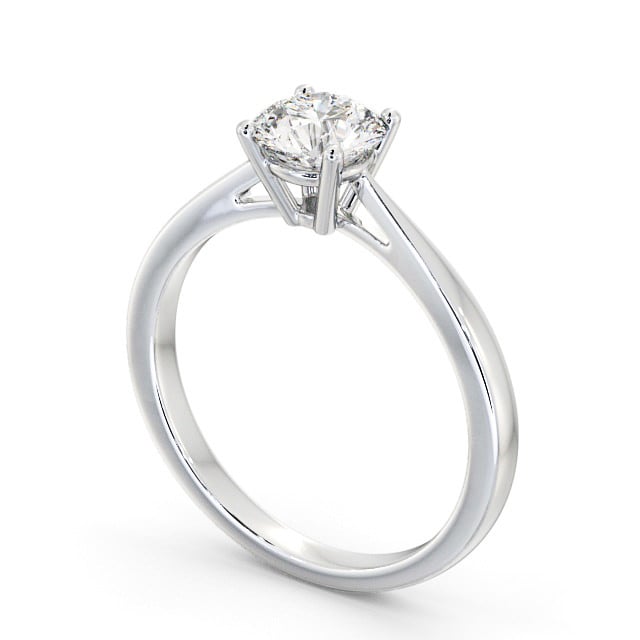 Round Diamond Engagement Ring 18K White Gold Solitaire - Glenoe ENRD131_WG_SIDE