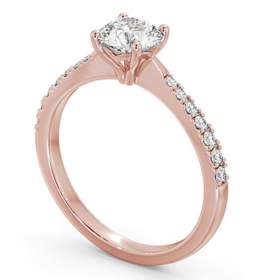 Round Diamond Tapered Band Engagement Ring 18K Rose Gold Solitaire with Channel Set Side Stones ENRD134S_RG_THUMB1