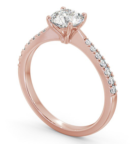 Round Diamond Tapered Band Engagement Ring 18K Rose Gold Solitaire with Channel Set Side Stones ENRD134S_RG_THUMB1 