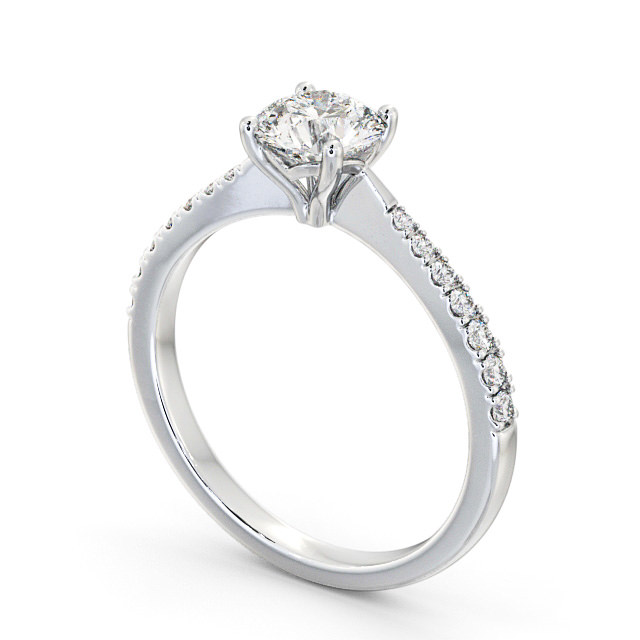 Round Diamond Engagement Ring Platinum Solitaire With Side Stones - Wilton ENRD134S_WG_SIDE