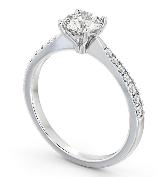 Round Diamond Tapered Band Engagement Ring 18K White Gold Solitaire with Channel Set Side Stones ENRD134S_WG_THUMB1 