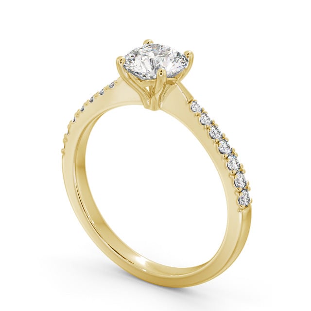 Round Diamond Engagement Ring 18K Yellow Gold Solitaire With Side Stones - Wilton ENRD134S_YG_SIDE