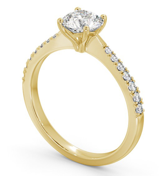  Round Diamond Engagement Ring 9K Yellow Gold Solitaire With Side Stones - Wilton ENRD134S_YG_THUMB1 