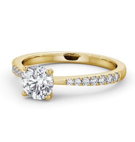  Round Diamond Engagement Ring 9K Yellow Gold Solitaire With Side Stones - Wilton ENRD134S_YG_THUMB2 