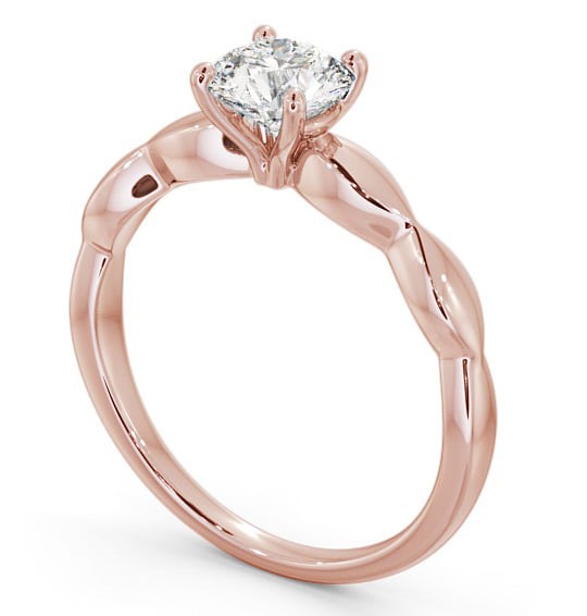 Round Diamond Rippled Band Engagement Ring 18K Rose Gold Solitaire ENRD136_RG_THUMB1