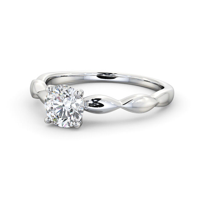 Round Diamond Engagement Ring Platinum Solitaire - Disley ENRD136_WG_FLAT