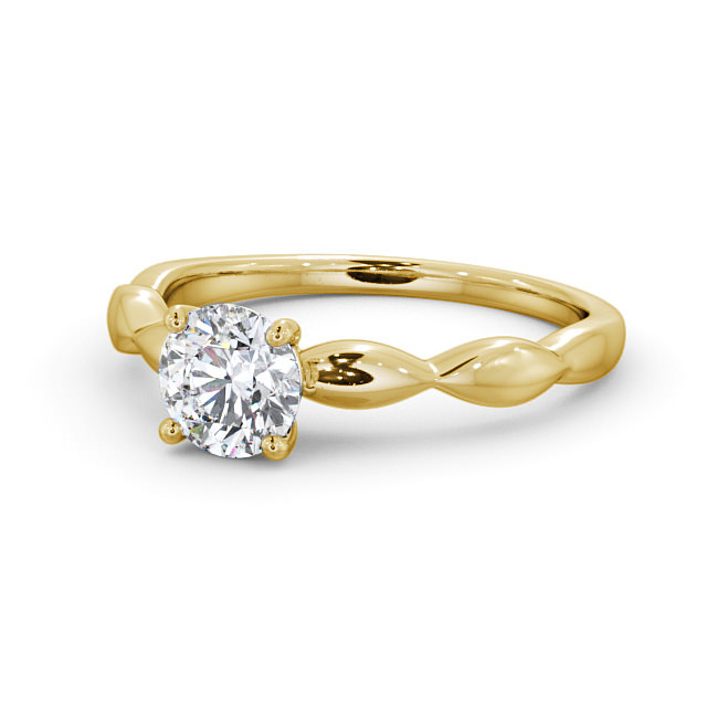 Round Diamond Engagement Ring 18K Yellow Gold Solitaire - Disley ENRD136_YG_FLAT