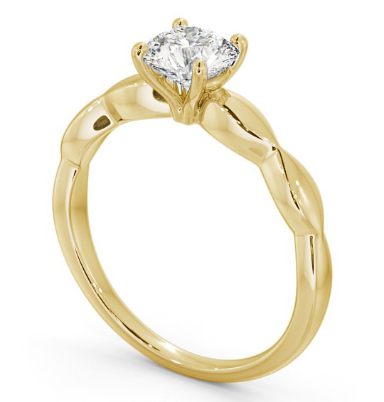 Round Diamond Rippled Band Engagement Ring 18K Yellow Gold Solitaire ENRD136_YG_THUMB1 