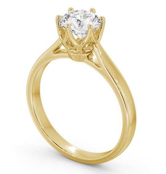 Round Diamond Regal Design Engagement Ring 9K Yellow Gold Solitaire ENRD137_YG_THUMB1
