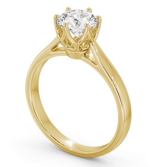 Round Diamond Regal Design Engagement Ring 9K Yellow Gold Solitaire ENRD137_YG_THUMB1 