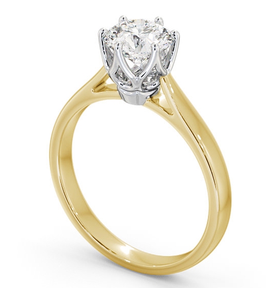 Round Diamond Regal Design Engagement Ring 18K Yellow and White Gold Solitaire ENRD137_YWG_THUMB1 