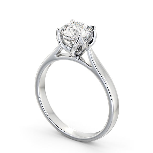 Round Diamond Engagement Ring 9K White Gold Solitaire - Floralie ENRD138_WG_SIDE